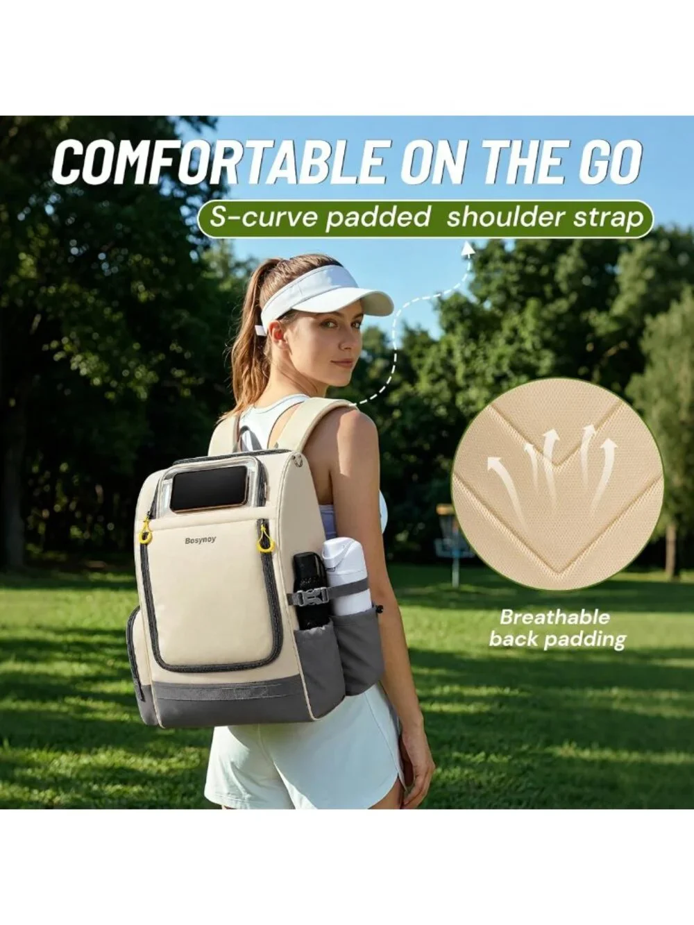 Stylish Disc Golf Backpack with Clear Phone Holder & Insulated Pocket, 20+ Discs